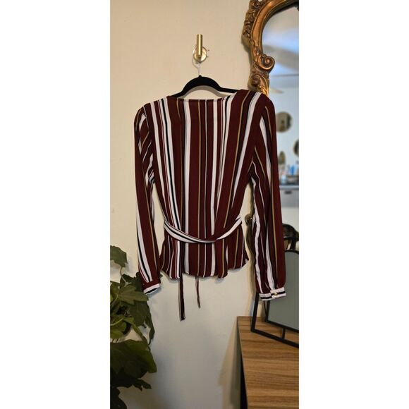 Windsor Wrap Around Maroon Stripe Shirt | Size L - Picture 2 of 2